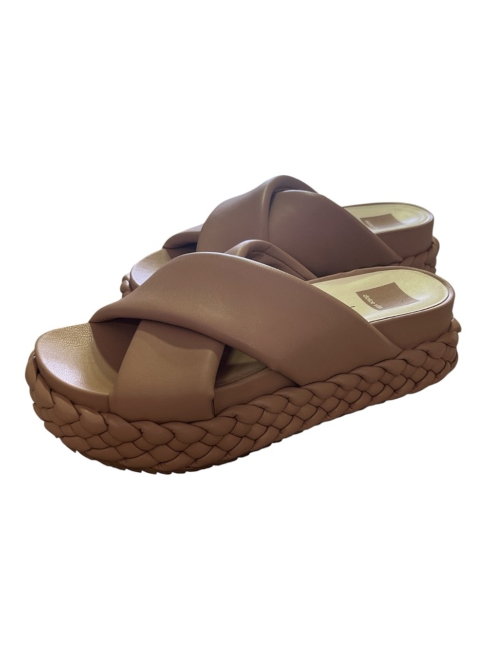 Dolce Vita Taupe Braided Platform Slide Mules - Picture 2 of 4